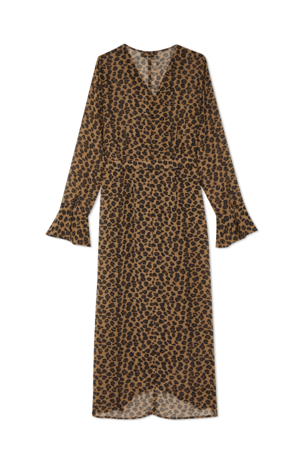 Women's Leopard Lucia Sheer Wrap Dress in Brown, Size 6 by Never Fully Dressed - Image 11