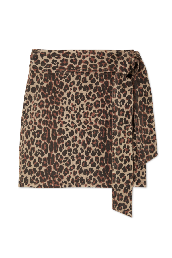 Women's Leopard Lucia Mini Denim Jaspre Skirt in Brown, Size XS, Cotton/Elastane by Never Fully Dressed - Image 9