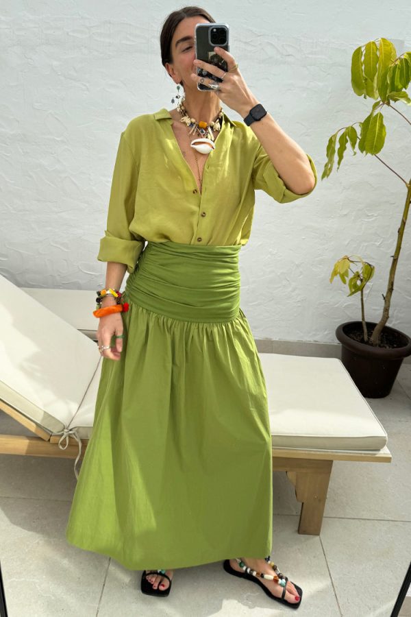 Women's Olive Lola Mid-axi Dress in Green, Size 16, 100% Cotton by Never Fully Dressed - Image 4