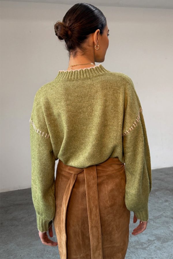 Women's Olive Virgo Jumper in Green, Size XL by Never Fully Dressed - Image 5