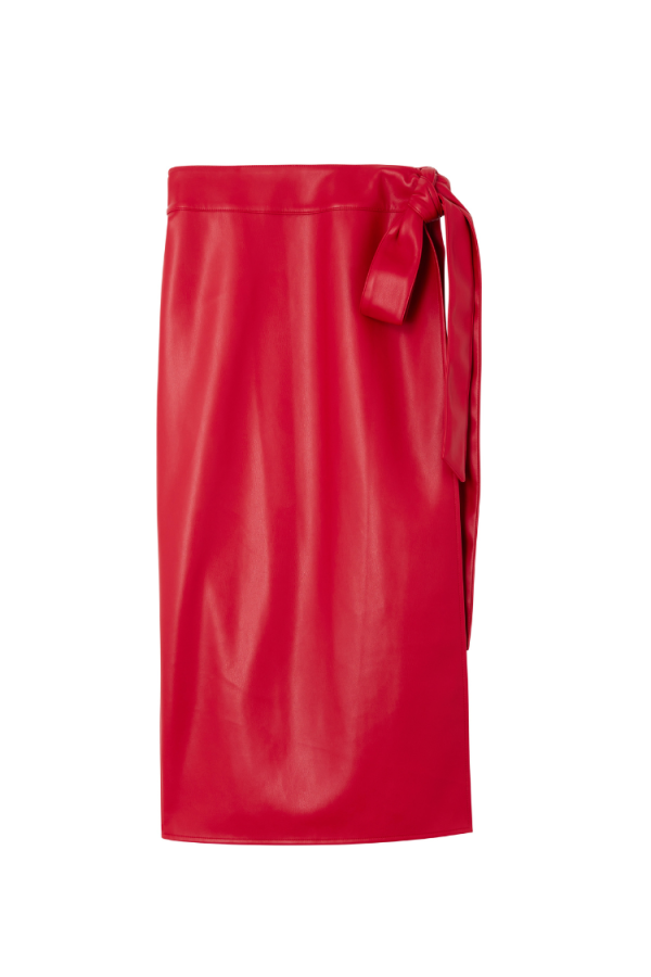 Women's Deep Vegan Leather Jaspre Skirt in Red, Size 20 by Never Fully Dressed - Image 9