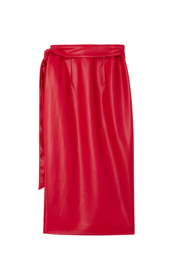 Women's Deep Vegan Leather Jaspre Skirt in Red, Size 20 by Never Fully Dressed - Image 11