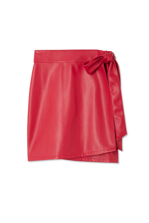 Women's Deep Vegan Leather Mini Jaspre Skirt Petite in Red, Size 4 by Never Fully Dressed - Image 6