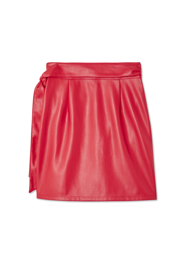 Women's Deep Vegan Leather Mini Jaspre Skirt Petite in Red, Size 4 by Never Fully Dressed - Image 7