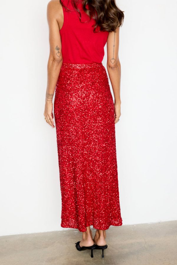 Women's Sequin Dorris Skirt in Red, Size 6 by Never Fully Dressed - Image 8