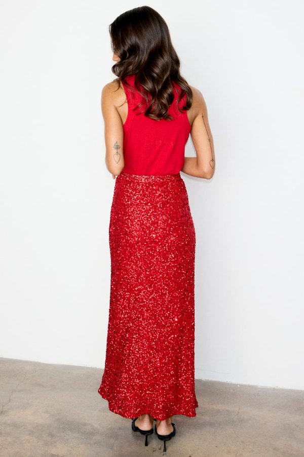 Women's Sequin Dorris Skirt in Red, Size 6 by Never Fully Dressed - Image 10