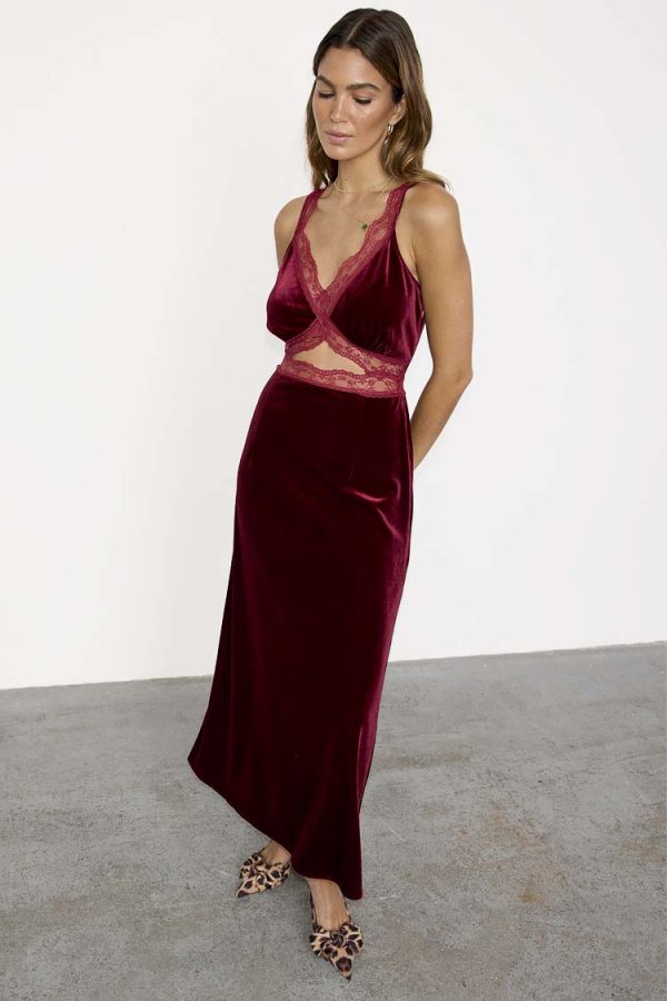 Women's Burgundy Velvet Mimi Dress in Red, Size 14 by Never Fully Dressed - Image 2