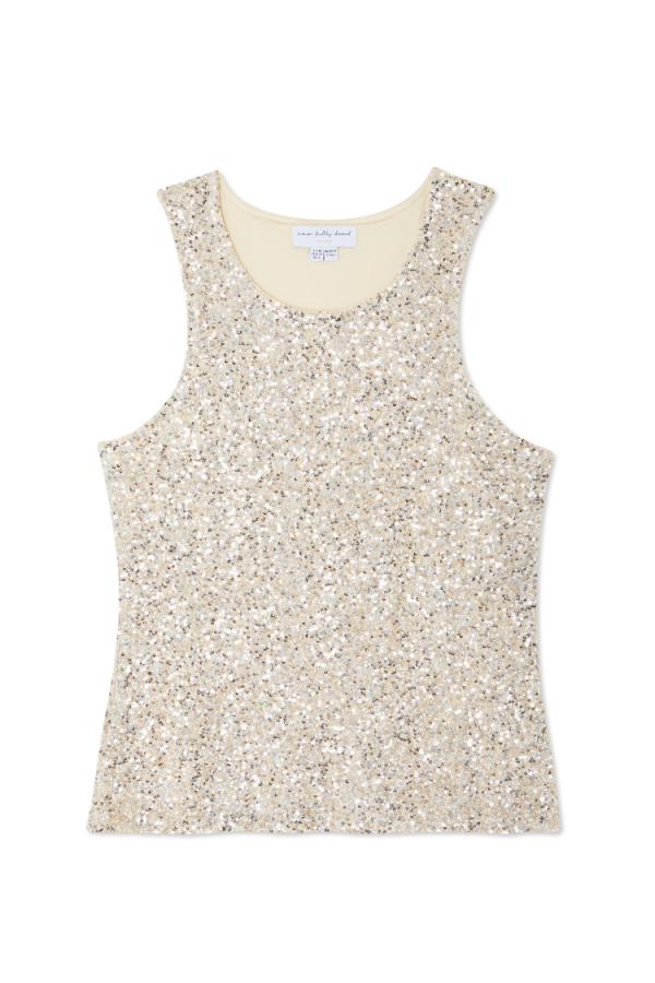 Women's Sequin Tank Top in Silver, Size 24 by Never Fully Dressed - Image 11