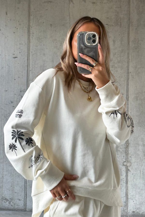 Women's Tattoo Sweatshirt in White, Size Large, 100% Cotton by Never Fully Dressed - Image 5