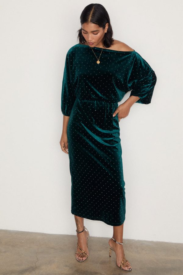 Women's Emerald Velvet Tilly Dress in Green, Size 12 by Never Fully Dressed - Image 5