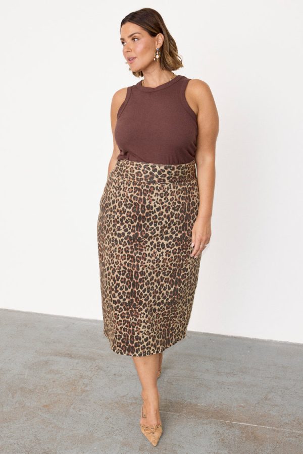 Women's Leopard Lucia Denim Jaspre Skirt in Brown, Size XS, Cotton/Elastane by Never Fully Dressed - Image 9