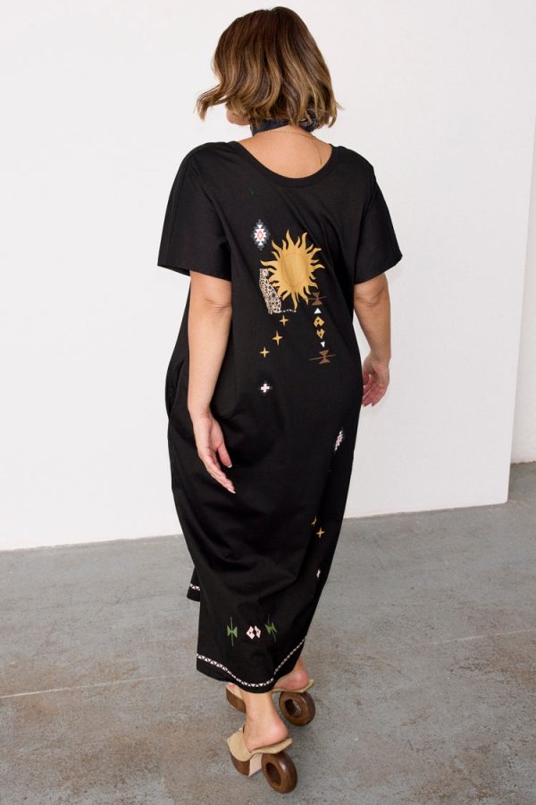 Women's Sunshine Palm T-Shirt Dress in Black, Size 6, 100% Cotton by Never Fully Dressed - Image 5