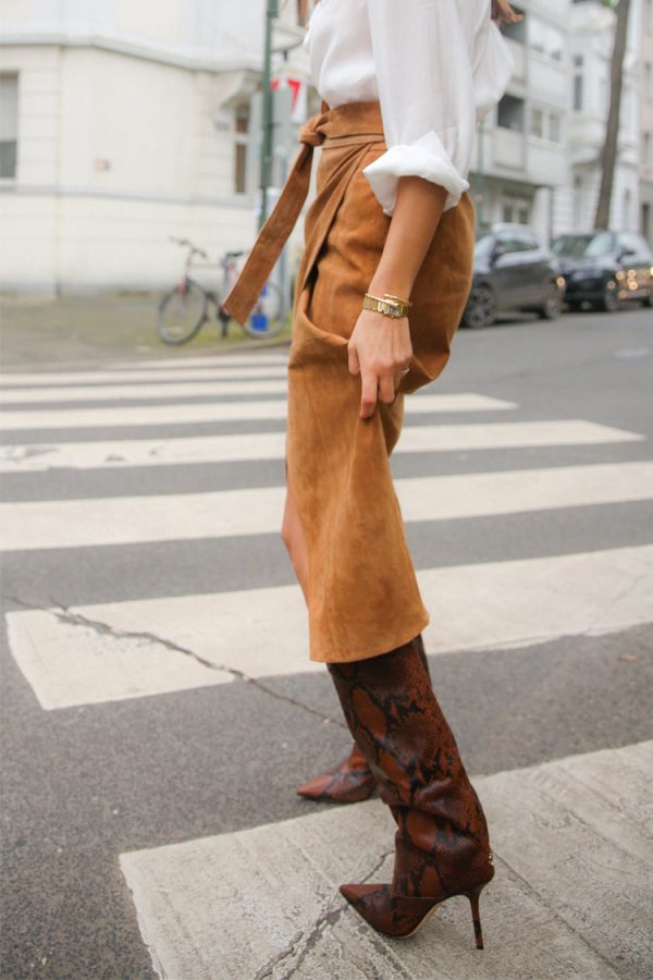 Women's Suede Jaspre Skirt in Brown, Size 12 by Never Fully Dressed - Image 7