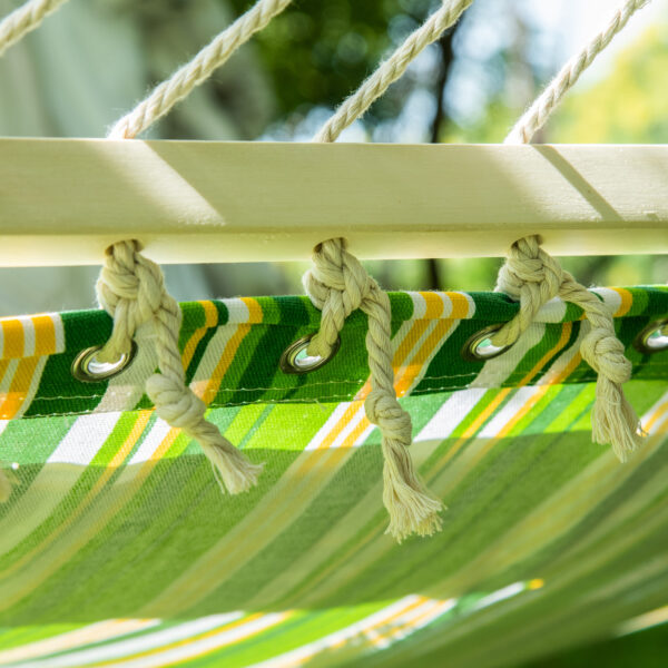 Outsunny Striped Hammock with Pillow, Outdoor Garden Camping Swing Bed, 188L x 140W cm, Blue and White Stripe   Aosom UK - Image 8