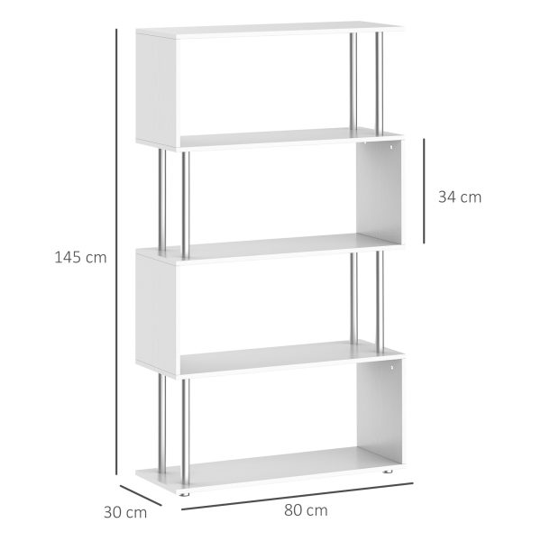 HOMCOM Wooden S Shape Bookcase Bookshelf Dividers Storage Display Unit White   Aosom UK - Image 3