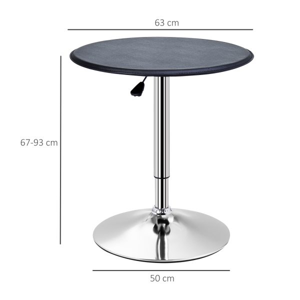 HOMCOM Adjustable Round Bistro Bar Table with PVC Leather Top Steel Base Home Kitchen Dining Desk Black   Aosom UK - Image 3