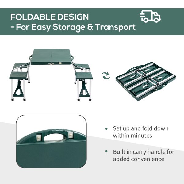 Outsunny Folding Camping Table with Stools Set Aluminum Bench Picnic Garden Party BBQ Portable   Aosom UK - Image 4