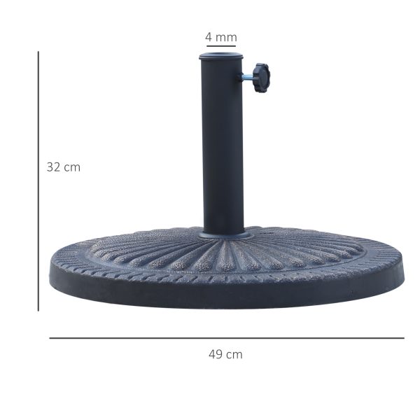 Outsunny 14kg Garden Parasol Base, Round Resin Sun Umbrella Base, Outdoor Umbrella Stand for 38mm or 48mm Outdoor Umbrella Poles, Bronze Tone - Image 3