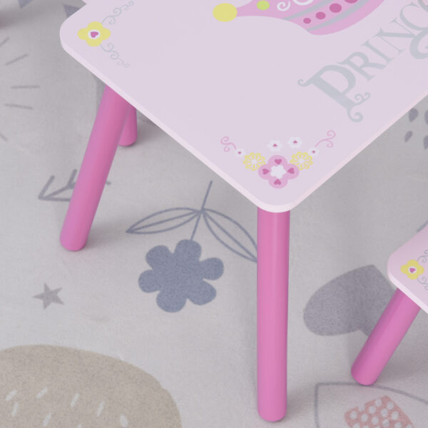 HOMCOM Kids' Wooden Table and Chair Set with Crown Pattern, Easy-Clean Surface, Ideal Gift for Girls Toddlers Aged 3 to 8, Pink   Aosom UK - Image 8