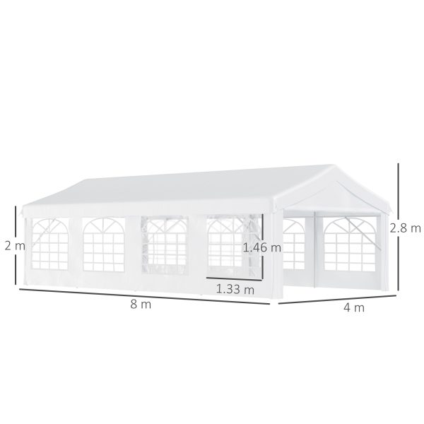 Outsunny Large Party Tent: Heavy-Duty Steel Gazebo for Events, Portable Carport Shelter, Bright White - Image 3