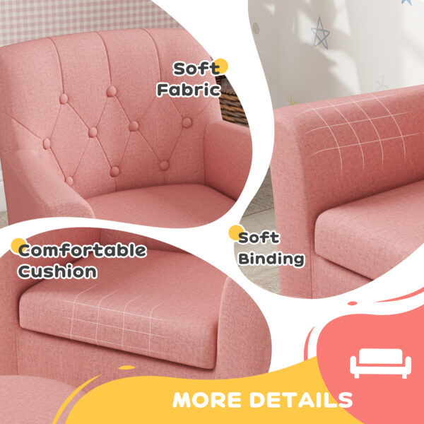 AIYAPLAY 2PCs Kids Sofa Set with Footrest, for Playroom, Bedroom, Pink   Aosom UK - Image 6