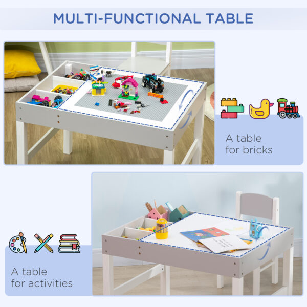 ZONEKIZ Kids Table and Chair Set, with Storage Space - Grey   Aosom UK - Image 4