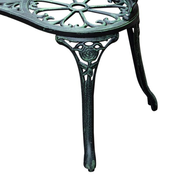 Outsunny Cast Aluminium Outdoor Garden Patio Antique Rose Style Bench Porch Park Chair Seater - Green   Aosom UK - Image 9