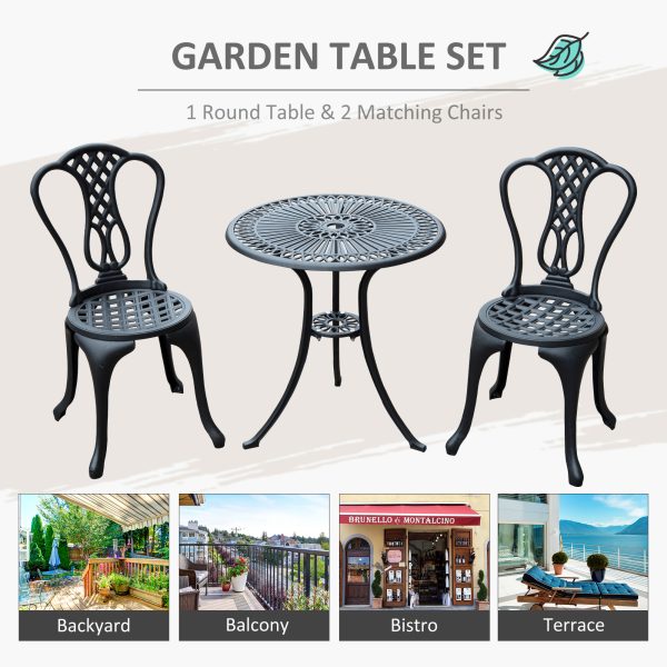 HOMCOM 3 Piece Patio Cast Aluminium Bistro Set Garden Outdoor Furniture Table and Chairs Shabby Chic Style   Aosom UK - Image 7