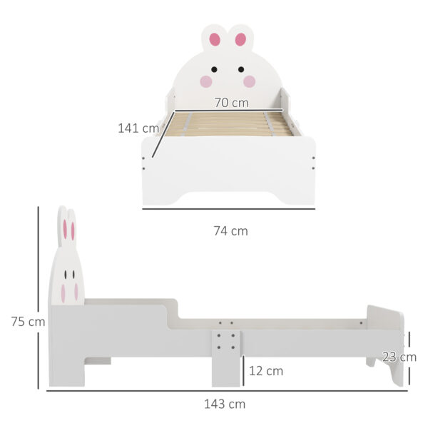 ZONEKIZ Toddler Rabbit Bed Frame, Safe & Sturdy Design, Perfect for Kids' Bedroom, Charming White   Aosom UK - Image 3