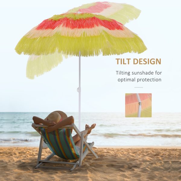 Outsunny Portable Beach Umbrella: Foldable Rainbow Parasol for Hawaiian-Style Sun Protection - Image 6