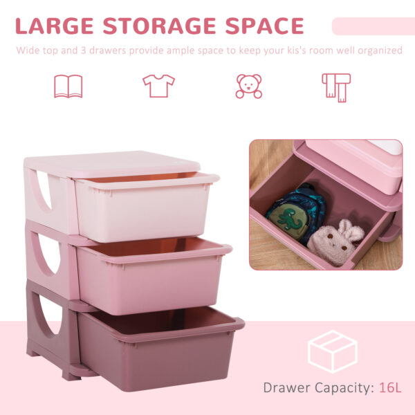 HOMCOM 3-Tier Toy Storage Box Kids Toy Storage with Removable Boxes, for Bedrooms, Playrooms & Other Children Areas, Pink   Aosom UK - Image 6