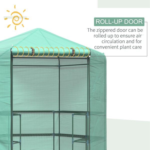 Outsunny Hexagon Walk In Garden Greenhouse PE Planter Flower Growth with Zipped Door 225 x 194 x 215H cm   Aosom UK - Image 6