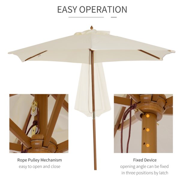 Outsunny 2.5m Wood Wooden Garden Parasol Sun Shade Patio Outdoor Umbrella Canopy New(Beige)   Aosom UK - Image 5