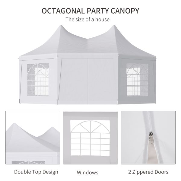 Outsunny 6.8m x 5m Octagonal Party Tent / Wedding Marquee-White   Aosom UK - Image 5