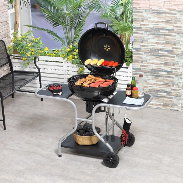 Outsunny Charcoal Grill Trolley Barbecue Grill W/ Wheels   Aosom UK - Image 2