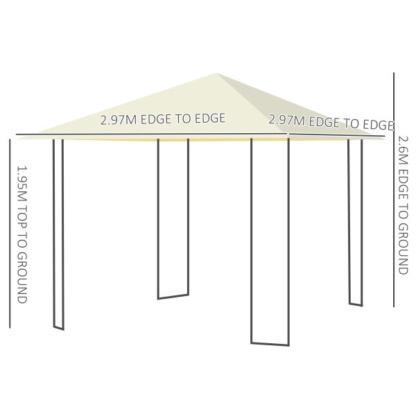 Outsunny 3x3m Garden Gazebo, Metal Frame, Water-resistant PE Canopy, Ideal for Parties & BBQs, Cream   Aosom UK - Image 3