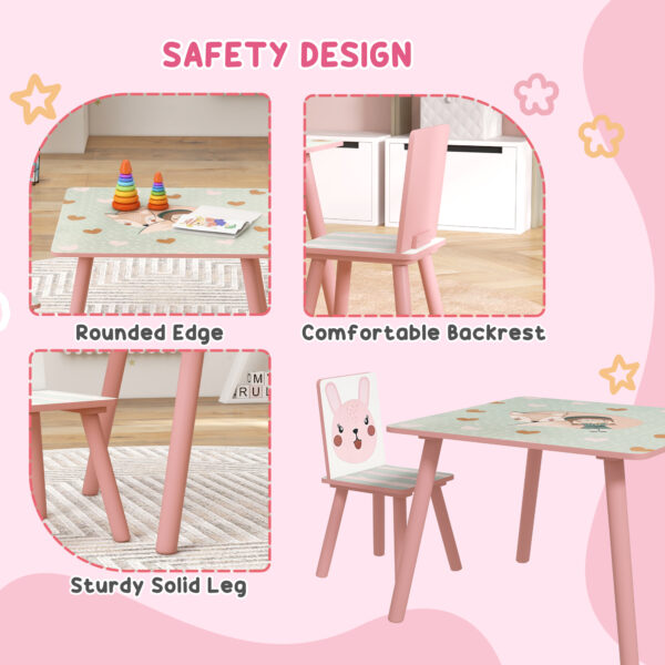 ZONEKIZ Toddler Desk and Chair Set, Kids Activity Table with Two Chairs, Furniture for Ages 3-6, Pink   Aosom UK - Image 5