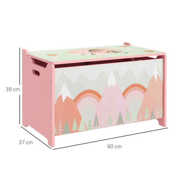 ZONEKIZ Toy Chest, Kids Storage Box with Safety Hinge, Cute Animal Theme, Durable and Spacious, Pink   Aosom UK - Image 3