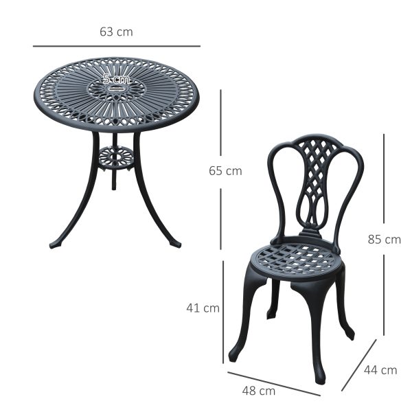 HOMCOM 3 Piece Patio Cast Aluminium Bistro Set Garden Outdoor Furniture Table and Chairs Shabby Chic Style   Aosom UK - Image 3