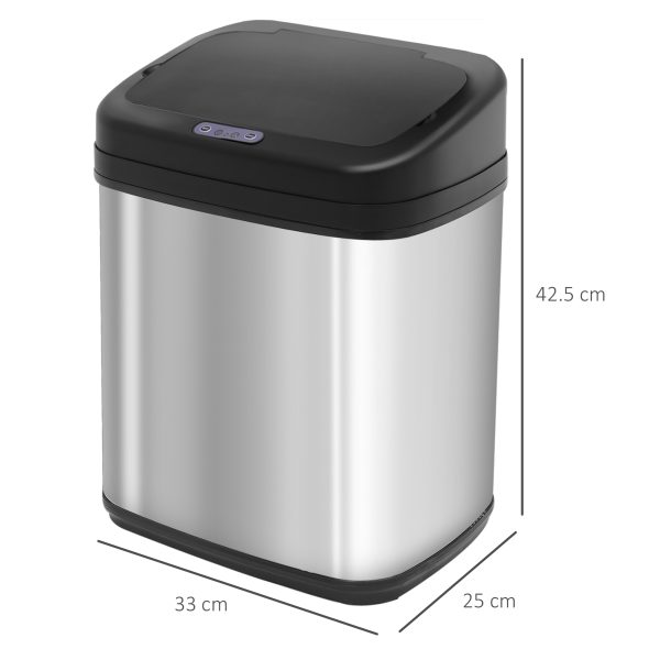 HOMCOM 20L LUXURY Automatic Sensor Dustbin Kitchen Waste Bin Rubbish Trashcan Auto Dustbin Stainless Steel with Bucket 33*25*42.5CM   Aosom UK - Image 3