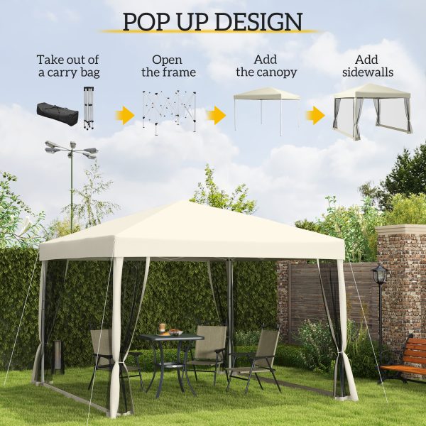 Outsunny 3x3m Pop Up Gazebo W/ Mesh Walls-Tan - Image 4