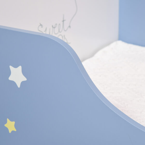 HOMCOM Kids Toddler Wooden Bed Round Edged with Guardrails Stars Image 143 x 74 x 59 cm Blue   Aosom UK - Image 7