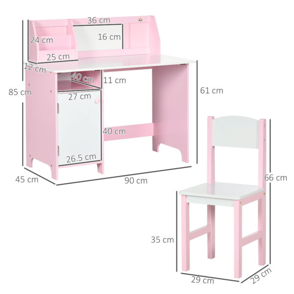 HOMCOM Kids Table and Chair Set Two-Piece Table and Chair Set Multi Use Toddler Furniture w/ Whiteboard - Pink   Aosom UK - Image 3