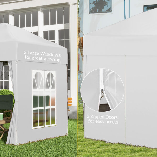 Outsunny 2x2m Gazebo Lightweight, Event Marquee, Wedding Canopy Party Tent with Carry Bag, 2 Windows, White   Aosom UK - Image 7