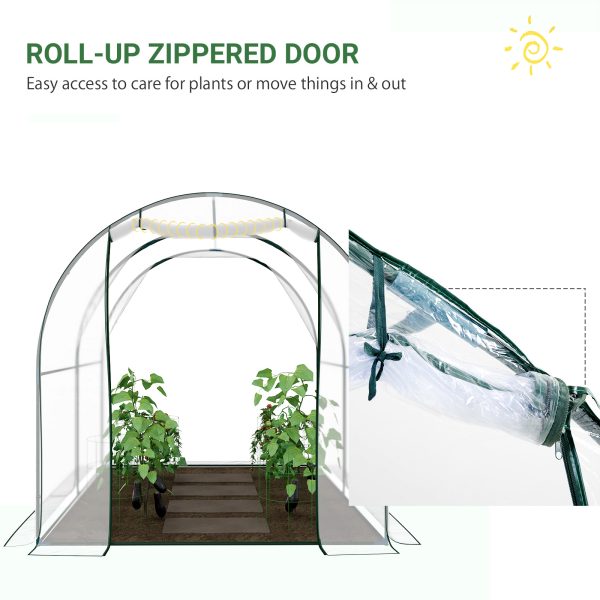 Outsunny Walk-in Polytunnel Greenhouse with Roll-up Door Transparent Tunnel Greenhouse with Steel Frame and PVC Cover, 2.5 x 2m   Aosom UK - Image 6