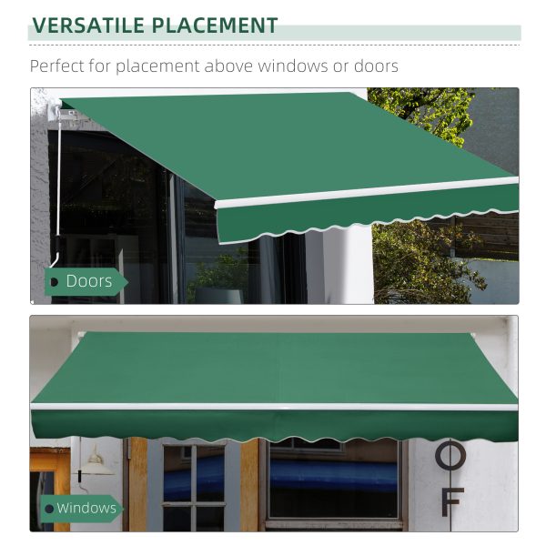 Outsunny Waterproof Manual Retractable Awning, Garden Patio Sun Shade Shelter, 4m x 3m, Durable, Green   Aosom UK - Image 5