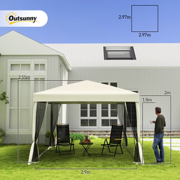 Outsunny 3x3m Pop Up Gazebo W/ Mesh Walls-Tan - Image 3