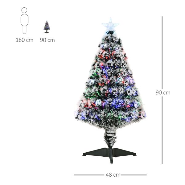 HOMCOM 3ft 90cm Green/White Artificial Christmas Tree W/ Prelit LED   Aosom UK - Image 3