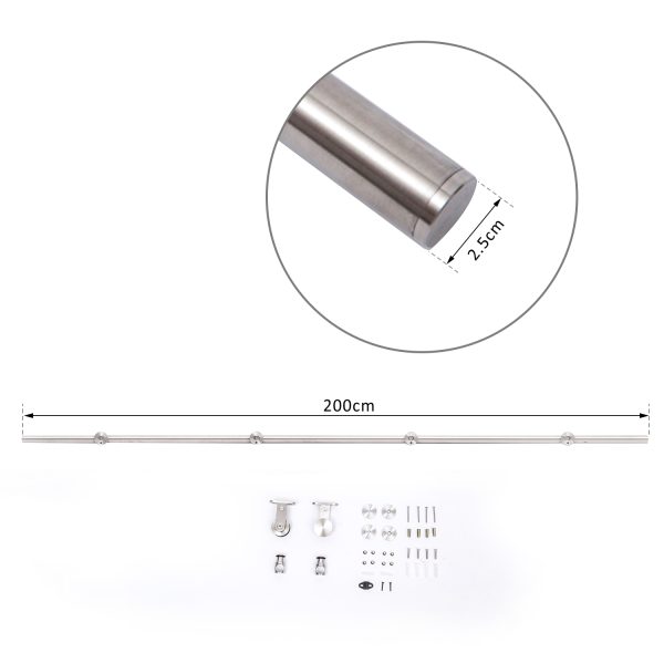 HOMCOM 35-45mm Track Stainless Steel Sliding Door Kit Silver - Image 3