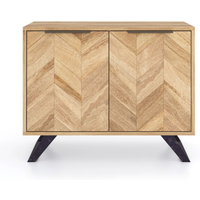Agra Chevron Parquet Mango Wood 2 Door Sideboard - 95cm
